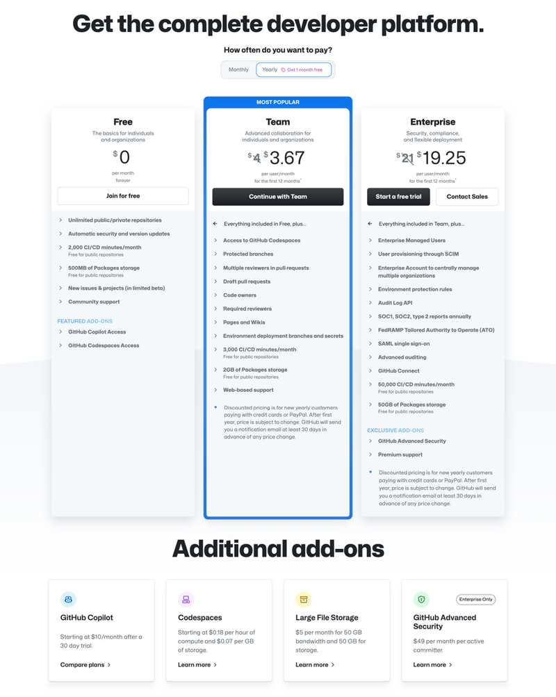 Github
				pricing section ui component