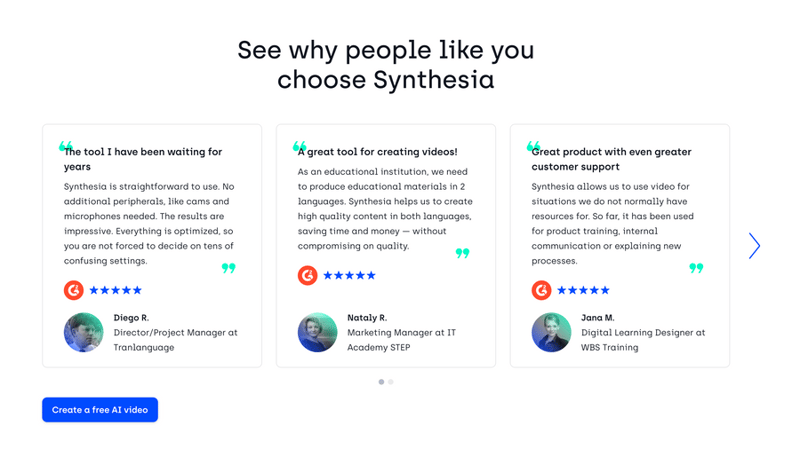Synthesia
				testimonial ui component