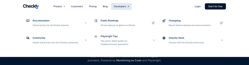 Checkly
				flyout menu ui component