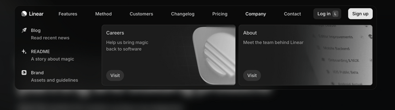 Linear
				flyout menu ui component