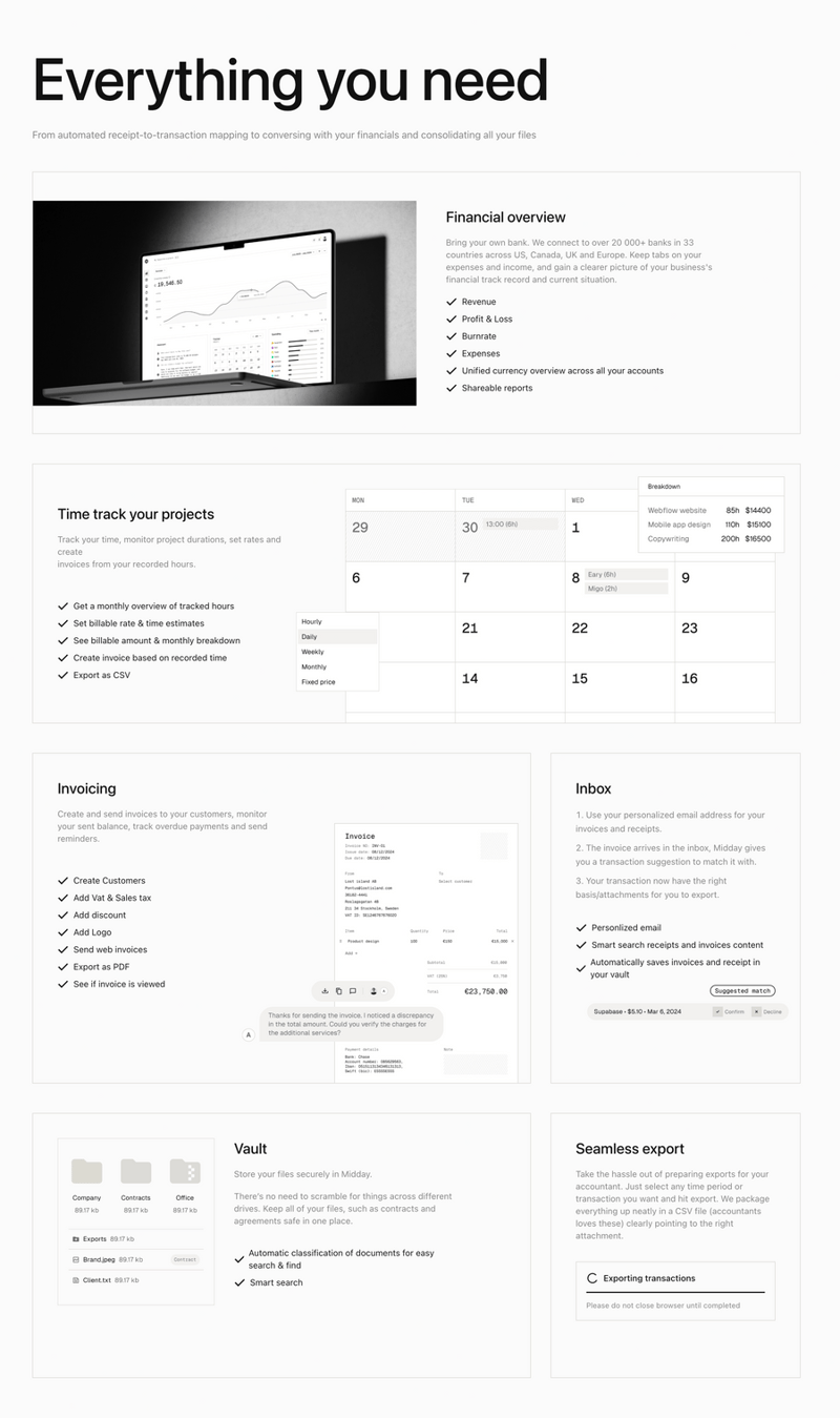 Midday
				bento box ui component