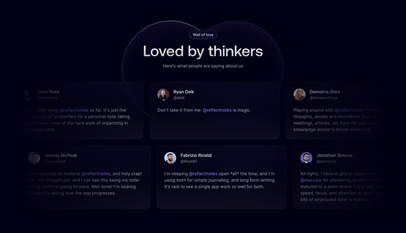 Reflect
				testimonial ui component
