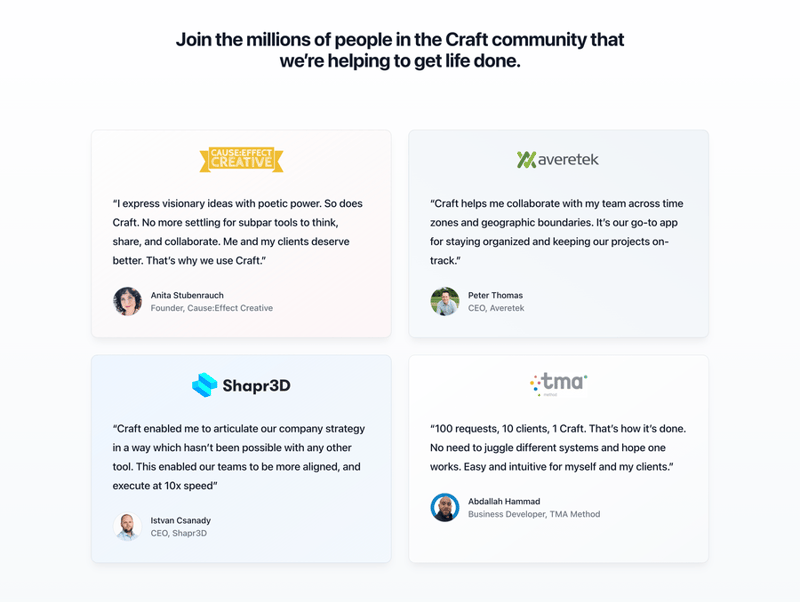 Craft
				testimonial ui component