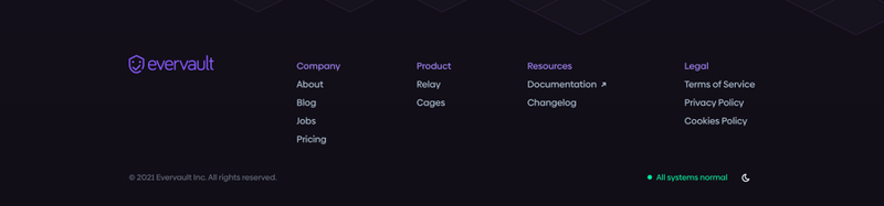 Evervault
				footer ui component