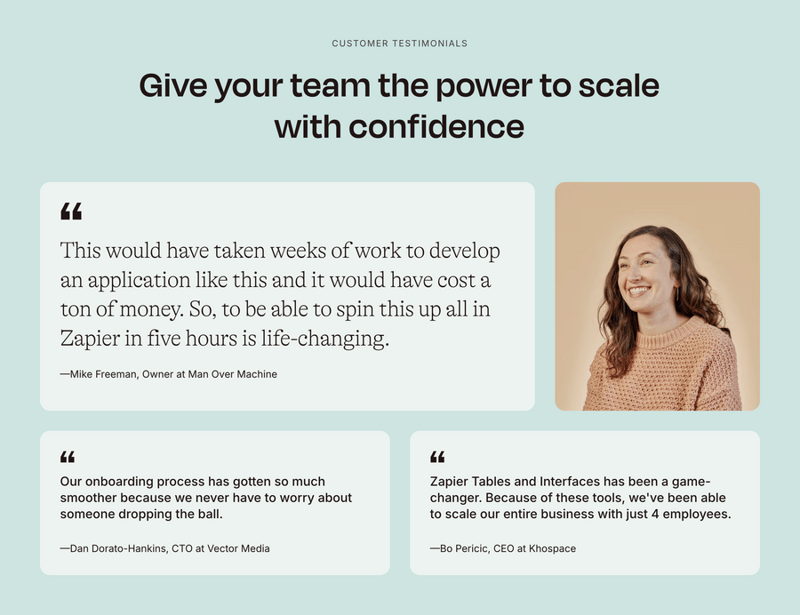 Zapier
				testimonial ui component
