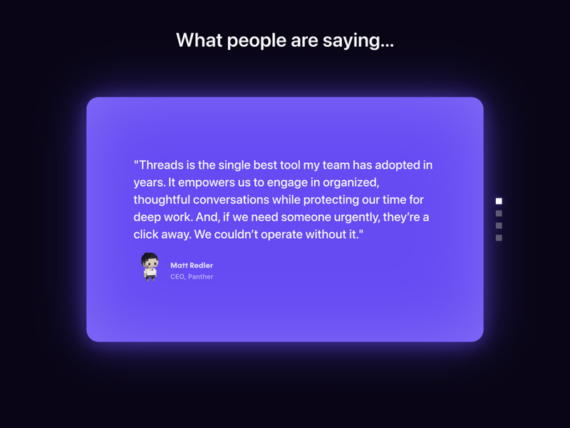 Threads
				testimonial ui component