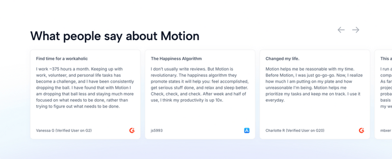 Motion
				testimonial ui component
