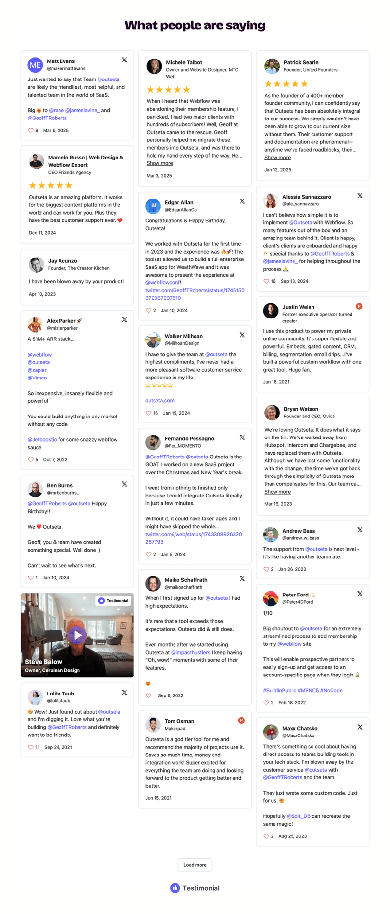 Outseta
				testimonial ui component