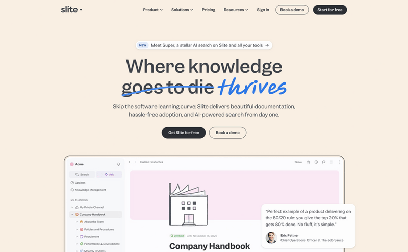 Slite
				hero section ui component