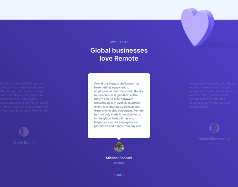 Remote
				testimonial ui component