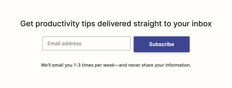 Zapier
				newsletter signup form ui component