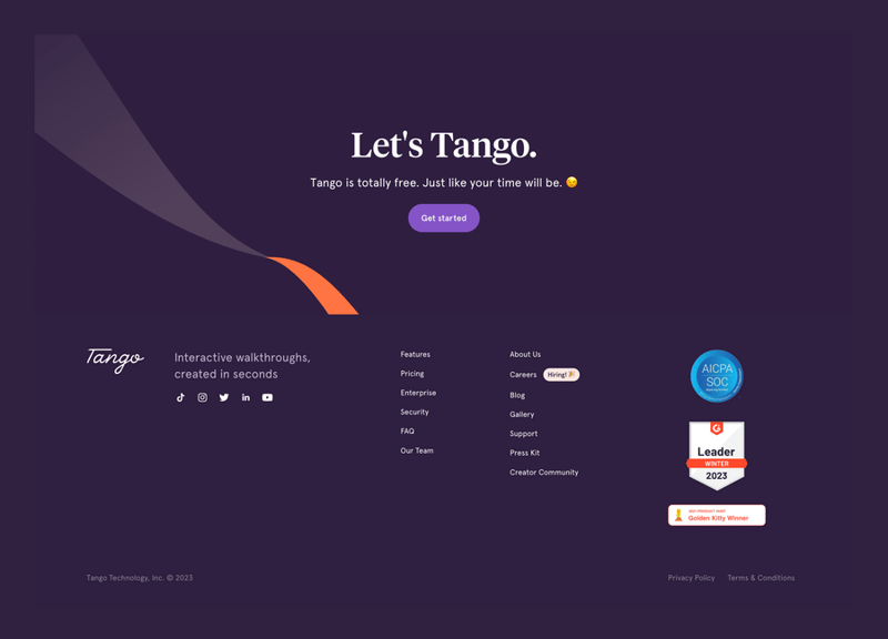Tango
				footer ui component