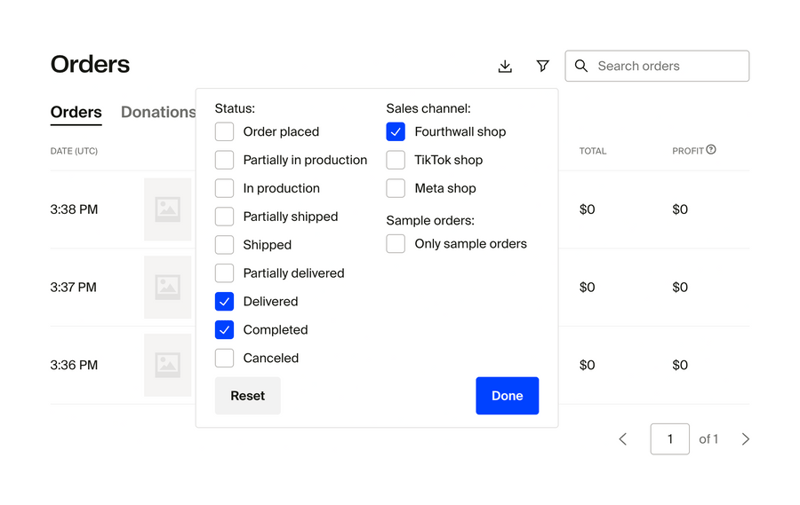Fourthwall
				sorting & filtering ui component
