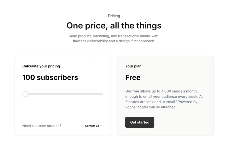 Loops
				pricing section ui component