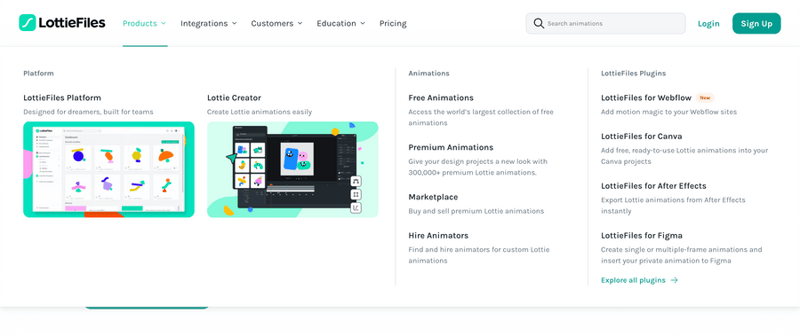 Lottie
				flyout menu ui component