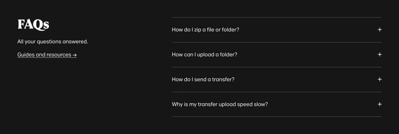 WeTransfer
				faq ui component