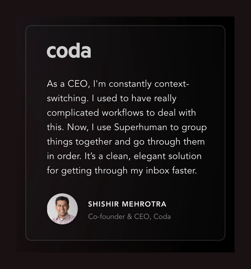 Superhuman
				testimonial ui component