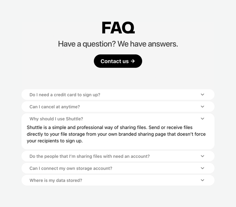 Shuttle
				faq ui component
