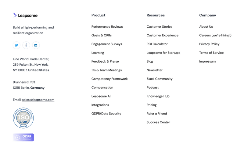 Leapsome
				footer ui component