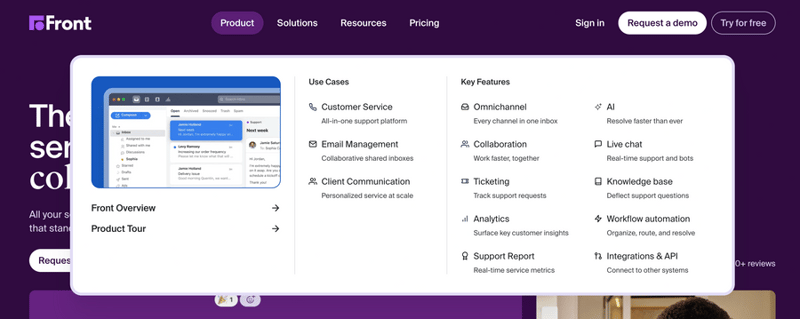 Front
				flyout menu ui component