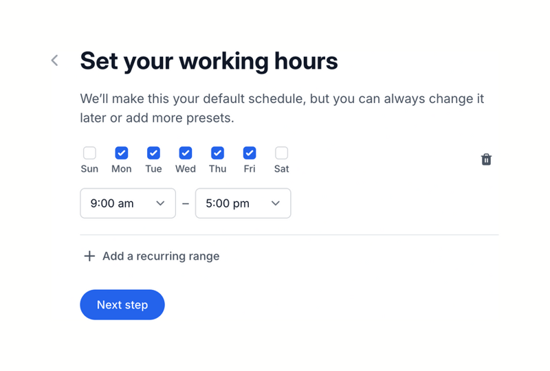 SavvyCal
			time management form configuration time picker setup ui component