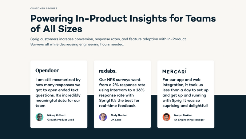 Sprig
				testimonial ui component
