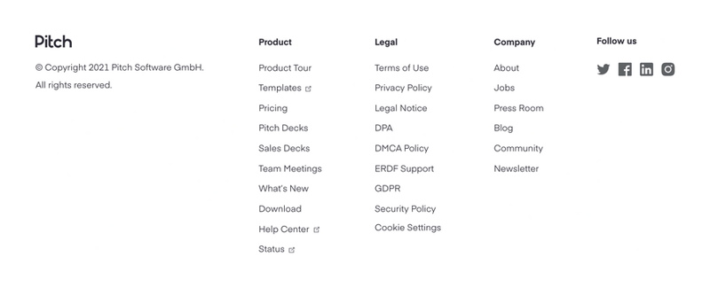 Pitch
				footer ui component