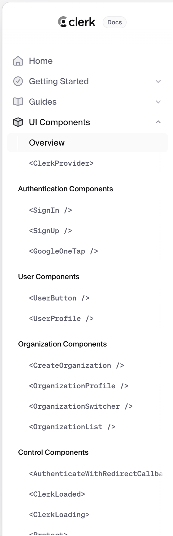 Clerk
				vertical navigation ui component