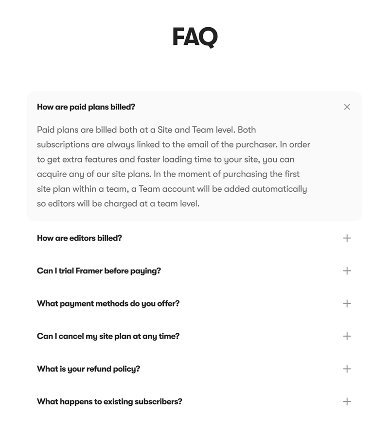 Framer
				faq ui component