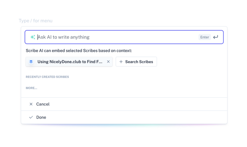 Scribe
				artificial intelligence ui component