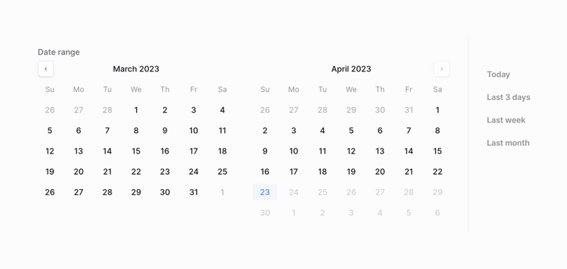 Column
				datepicker ui component