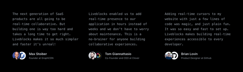 Liveblocks
				testimonial ui component