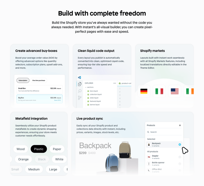 Instant
				bento box ui component