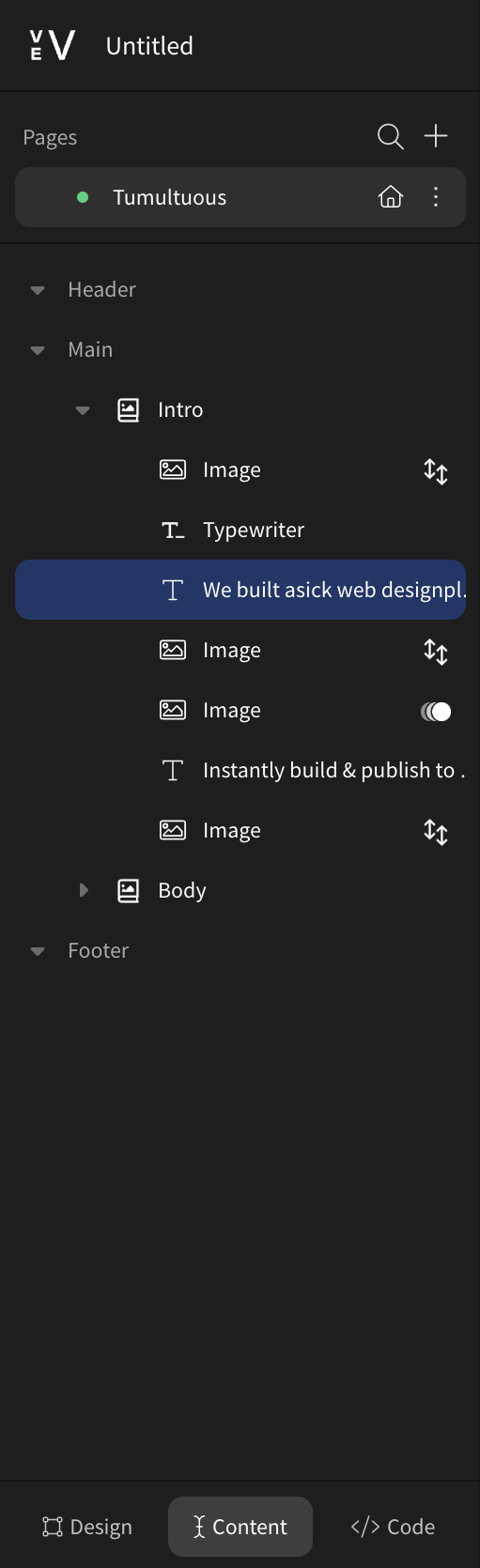 Vev
				vertical navigation ui component