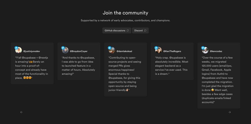 Supabase
				testimonial ui component