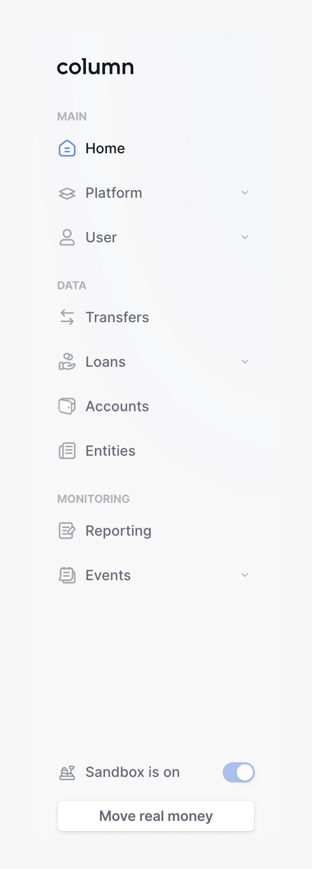 Column
				vertical navigation ui component