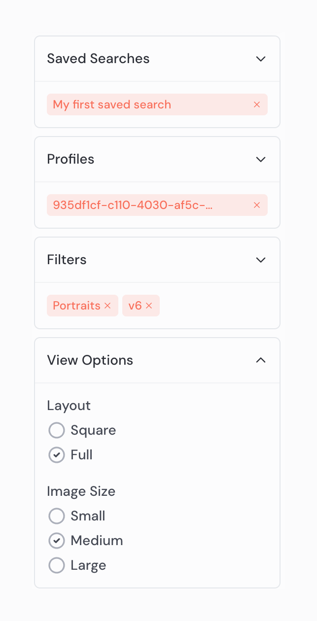 Midjourney
				sorting & filtering ui component