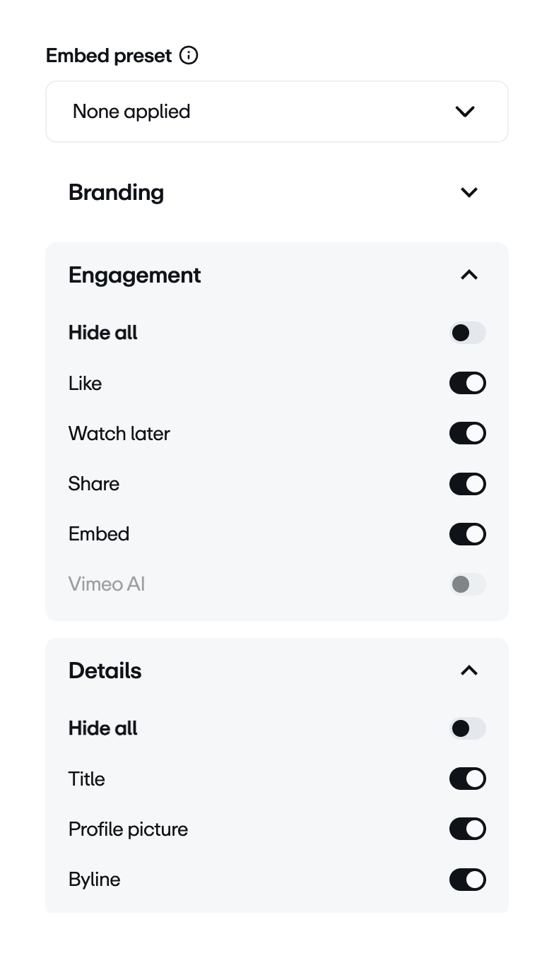 Vimeo
			accordion settings ui component