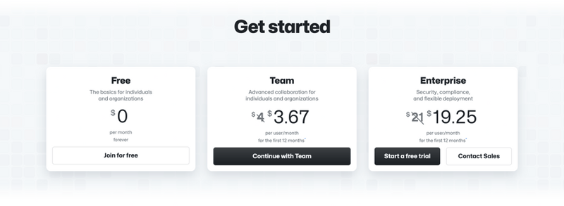 Github
				pricing section ui component