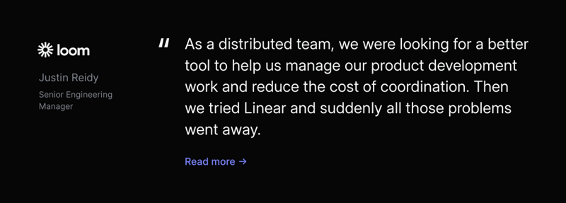 Linear
				testimonial ui component