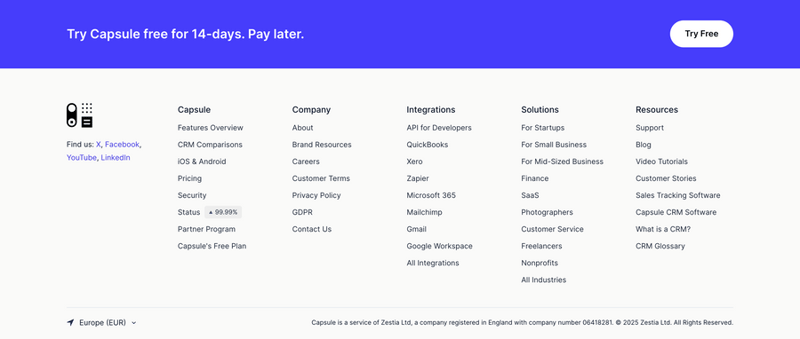 Capsule
				footer ui component
