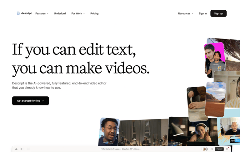 Descript
				hero section ui component