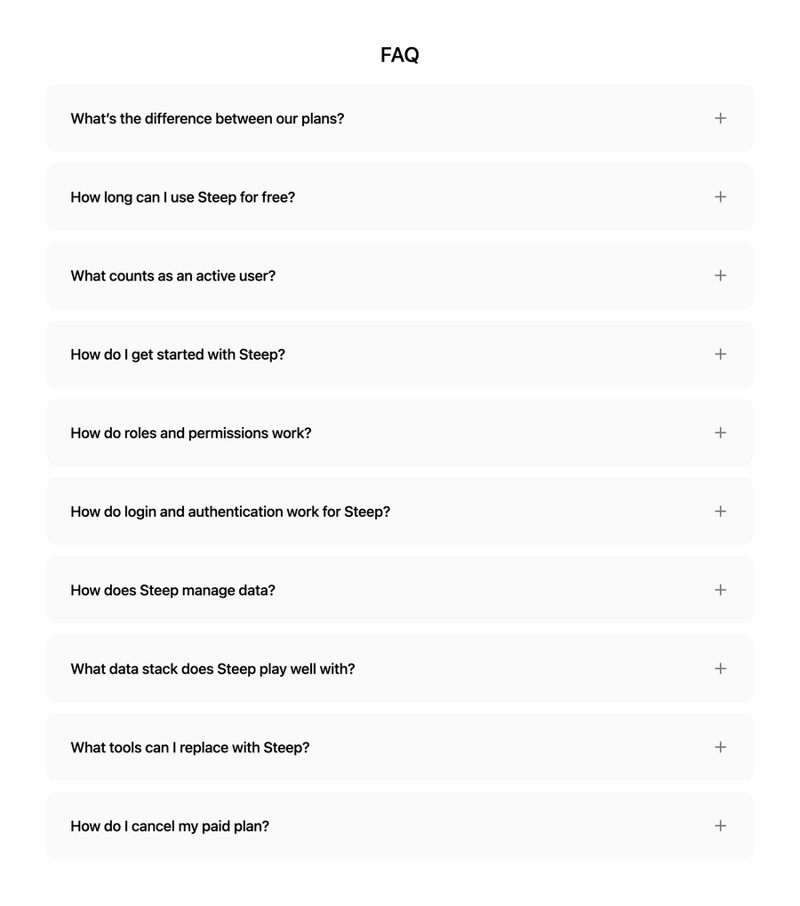 Steep
				faq ui component
