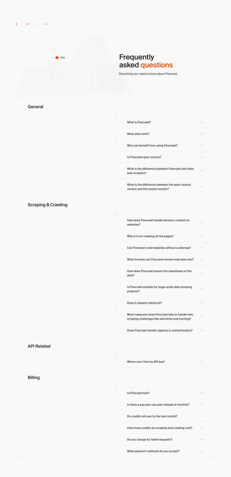 Firecrawl
				faq ui component