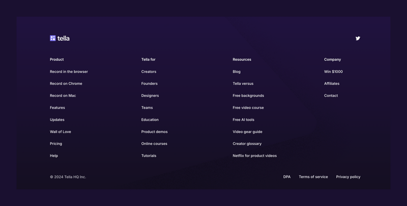 Tella
				footer ui component