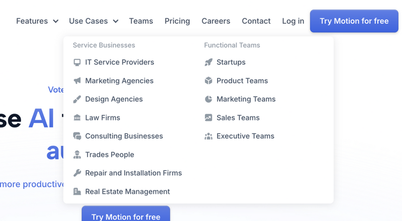 Motion
				flyout menu ui component