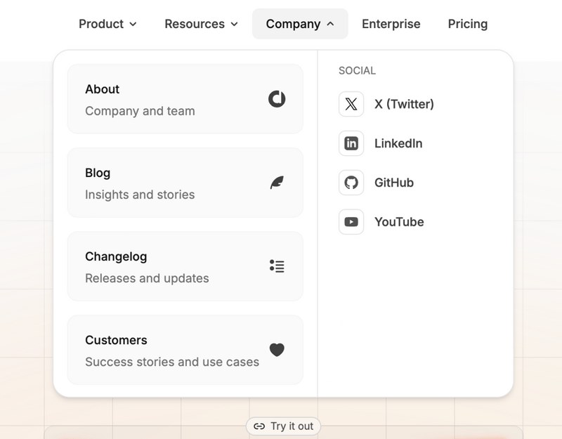 Dub
				flyout menu ui component