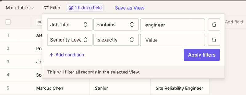 Zapier
				sorting & filtering ui component