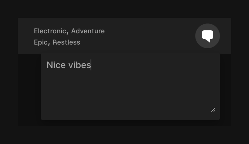 Epidemic Sound
				textarea ui component