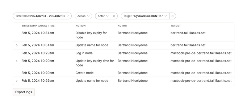 Tailscale
				table ui component